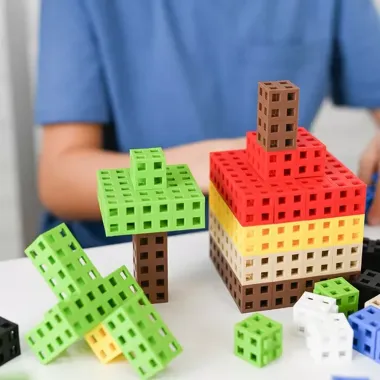 Meli Cube konstruktorius (50 el.) - namas su medžiu