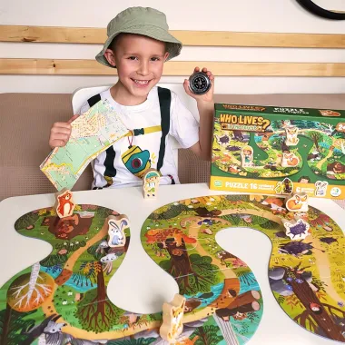 Dodo dėlionė Kas gyvena miške? (16 det.) ir berniukas