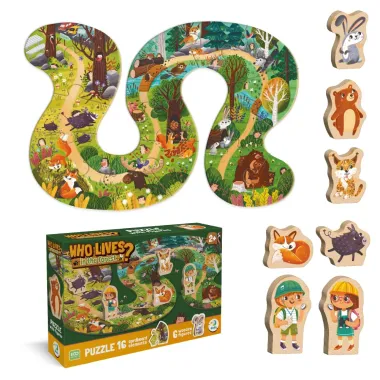 Dodo mīkla Kas dzīvo mežā? (16 detaļas) - Puzles bērniem no 2 gadiem - Lapute.lt
