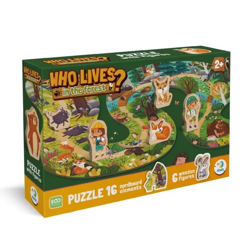 Dodo mīkla Kas dzīvo mežā? (16 detaļas) - Puzles bērniem no 2 gadiem - Lapute.lt