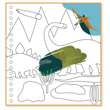 Magiška užduočių knygutė Dinozaurai - spalvinimas vandeniu