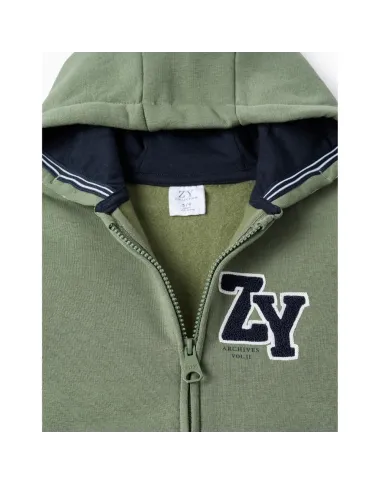 Žalias užsegamas džemperis berniukams (3/4-13/14 m) - iš priekio