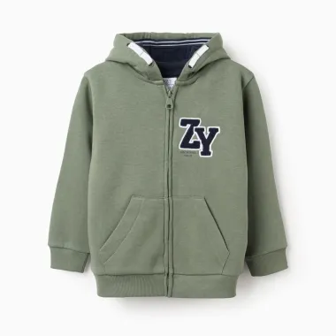 Zaļš džemperis ar rāvējslēdzēju zēniem (3/4-13/14 m)