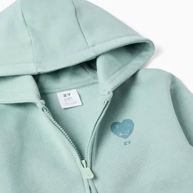 Šviesiai žalias sportinis kostiumas mergaitėms (3/4-13/14 m) - užtrauktuko vaizdas iš arti