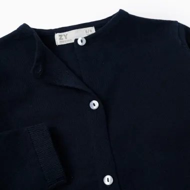 Tamsiai mėlynas užsegamas megztukas mergaitėms (3/4-13/14 m) - užsegimas iš arti