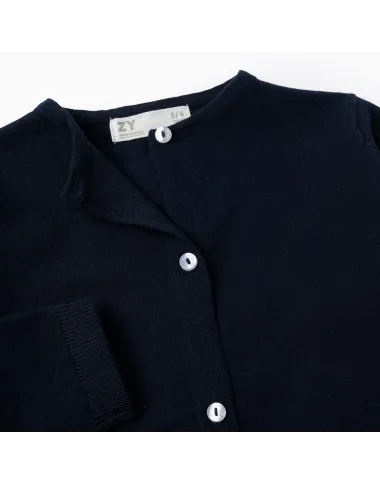 Tamsiai mėlynas užsegamas megztukas mergaitėms (3/4-13/14 m) -vaizdas iš priekio