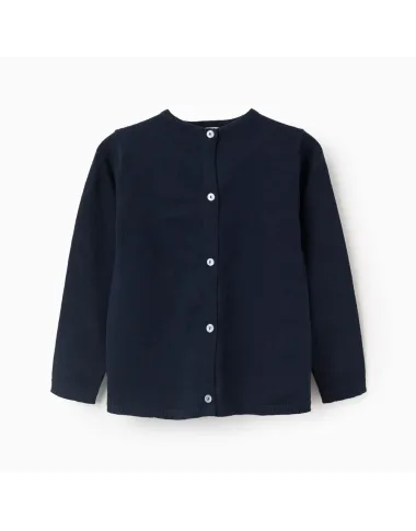 Tamsiai mėlynas užsegamas megztukas mergaitėms (3/4-13/14 m) -vaizdas iš priekio