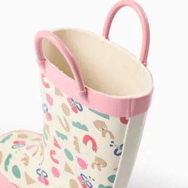 ZIPPY rausvi guminiai batai mergaitėms (21-24) - rankenėlės iš arti