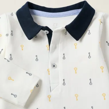 Smėlinukas-marškiniai kūdikiams Raktelis (0/1-12/18 mėn) - apykaklė iš arti