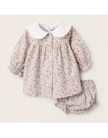 Gėlėta suknelė kūdikiams (0/1-12/18 mėn) - padėta su kelnaitėmis