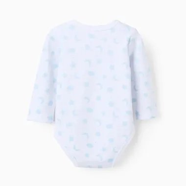 Melsvų smėlinukų rinkinys Naktis (4 vnt, 3/6-24/36 mėn) - baltas smėlinukas su mėlynom žvaigždėlėm iš nugaros