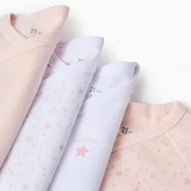 Rausvų smėlinukų rinkinys Žvaigždės (4 vnt, 3/6-24/36 mėn) - visi smėlinukais ir jų audiniai iš arti