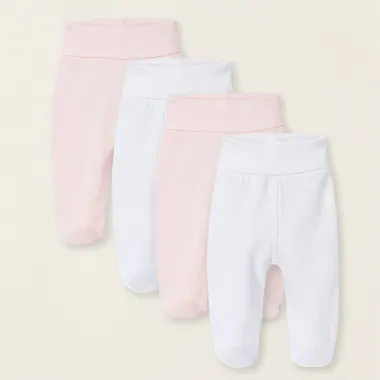 Rausvų kelnių kūdikiams rinkinys (4 vnt, 0/0-9/12 mėn) - vaizdas iš priekio