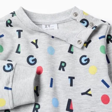 Kostiumėlis berniukams Raidės (6/9-24/36 mėn) - džemperio užsegimas iš arti