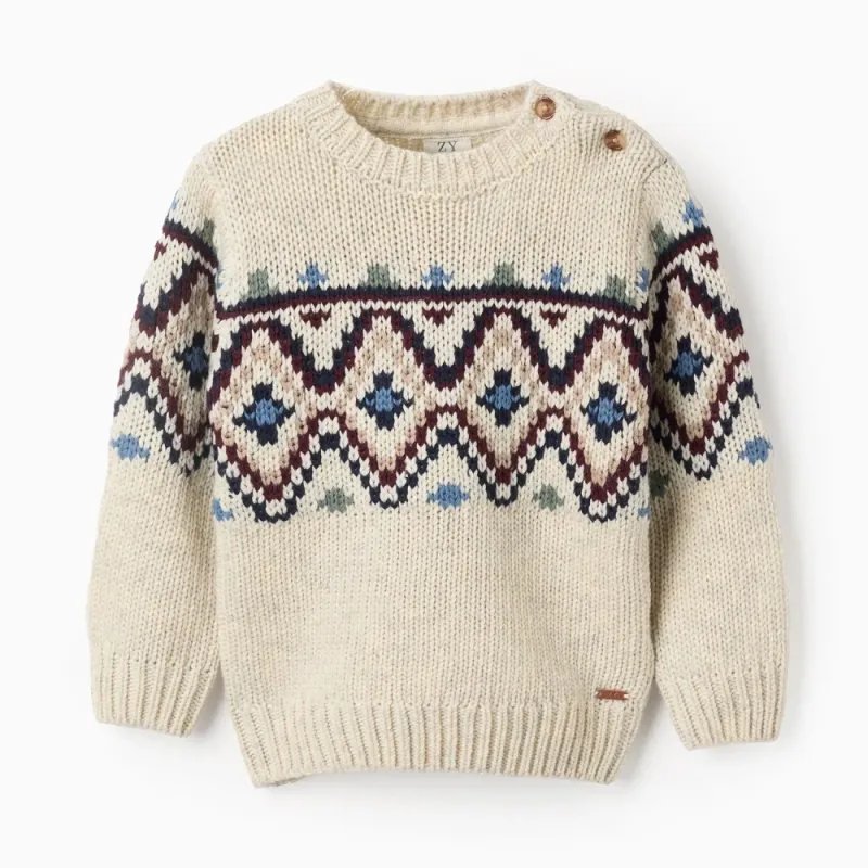 Rusvas megztukas berniukams (6/9-24/36 mėn) - vaizdas iš priekio