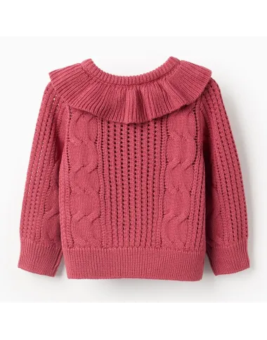 Rausvas megztukas mergaitei (6/9-24/36 mėn) - vaizdas iš priekio Rausvas megztukas mergaitei (6/9-24/36 mėn) - vaizdas iš priekio