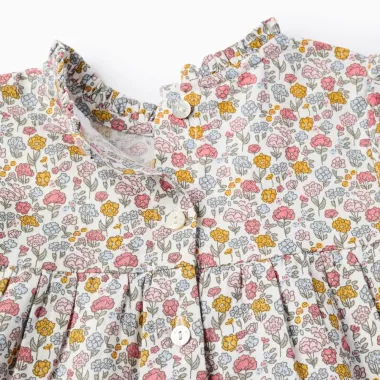 Medvilninė gėlėta suknelė (6/9-24/36 mėn) - užsegimas iš arti
