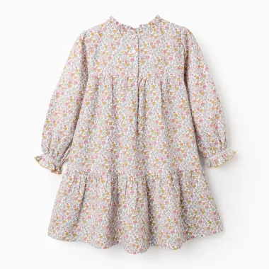 Medvilninė gėlėta suknelė (3/4-13/14) - vaizdas iš nugaros