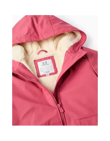 Rausva lietaus striukė (3/4-13/14 m) - vaizdas iš priekio Rausva lietaus striukė (3/4-13/14 m) - vaizdas iš priekio