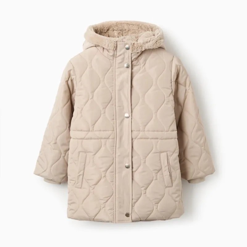 Rusva pašiltinta striukė (3/4-13/14) - vaizdas iš priekio