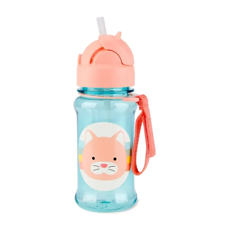 Bērnu dzeramā pudele ar salmiņu, kaķēns, 355 ml