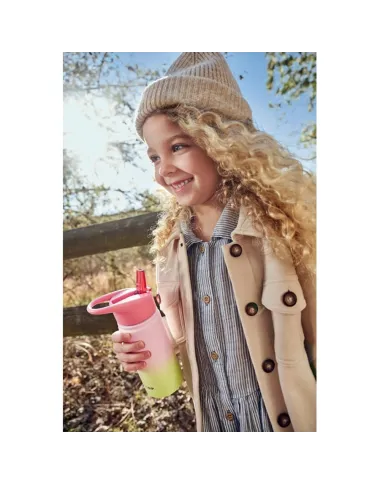 Termo gertuvė vaikams Ombre Pink Wander, 450 ml su atidarytu šiaudeliu
