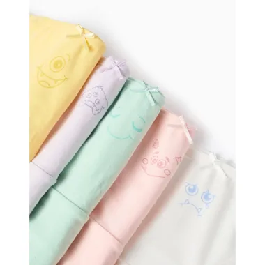 Apatinės kelnaitės mergaitėms, 5 vnt. (2/3-10/12) - iš arti matosi visų audiniai