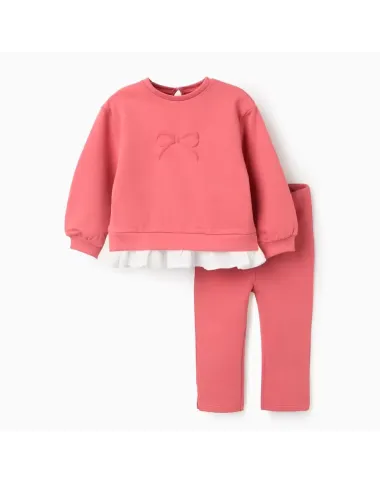 Rausvas kostiumėlis mergaitei Kaspinas (6/9-24/36 mėn) vaizdas iš priekio