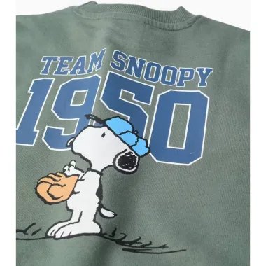 Žalias medvilninis džemperis Snoopy (6/9-24/36 mėn) - nugaros vaizdas iš arti