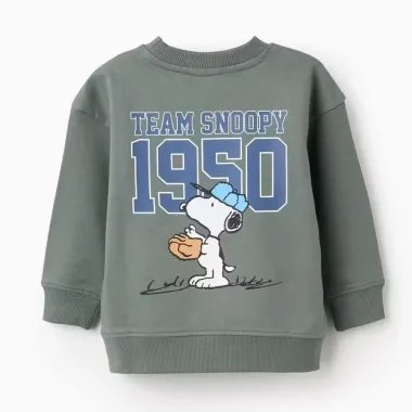 Žalias medvilninis džemperis Snoopy (6/9-24/36 mėn) - vaizdas iš nugaros