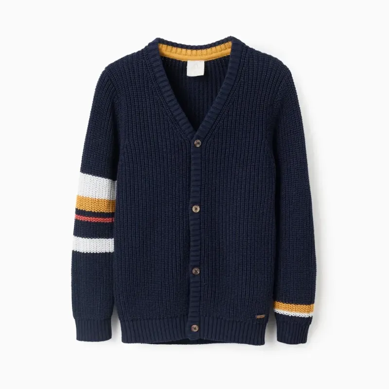 Tumši zils džemperis ar rāvējslēdzēju zēniem (3/4-13/14) Tumši zils džemperis ar rāvējslēdzēju zēniem (3/4-13/14)