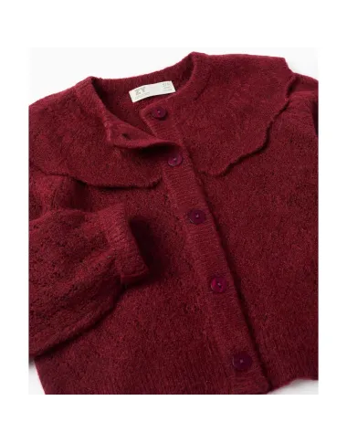 Bordo užsegamas megztukas mergaitei (3/4-13/14) - vaizdas iš priekio