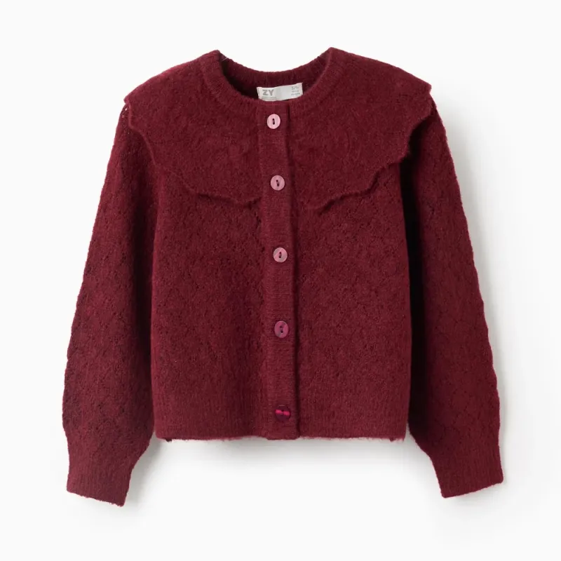 Bordo krāsas kardigans meitenēm (3/4-13/14)