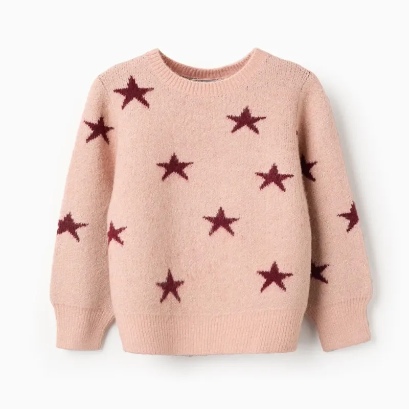 Rozā džemperis meitenei Stars (3/4-13/14)