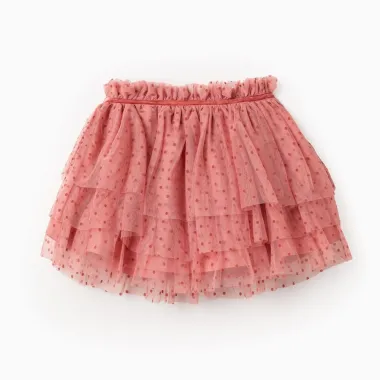 Rozā tilla svārki meitenei ar punktiņiem (3/4-13/14) | Lapute.lt