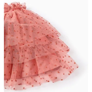 Rozā tilla svārki meitenei ar punktiņiem (3/4-13/14) | Lapute.lt