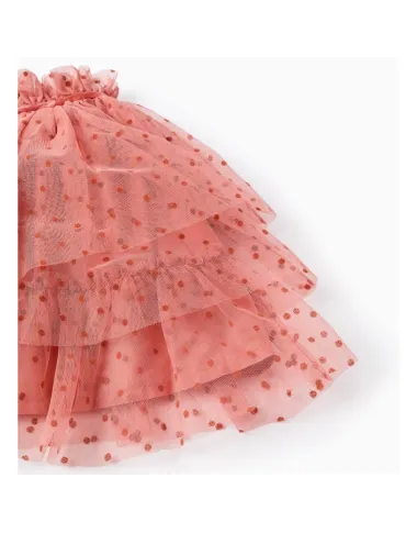 Rozā tilla svārki meitenei ar punktiņiem (3/4-13/14)