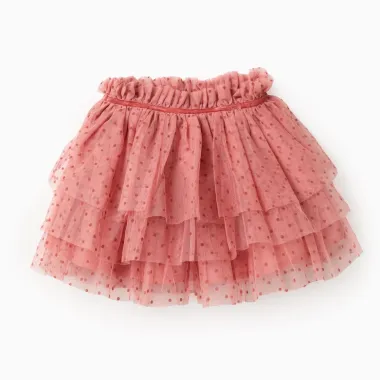 Rozā tilla svārki meitenei ar punktiņiem (3/4-13/14)