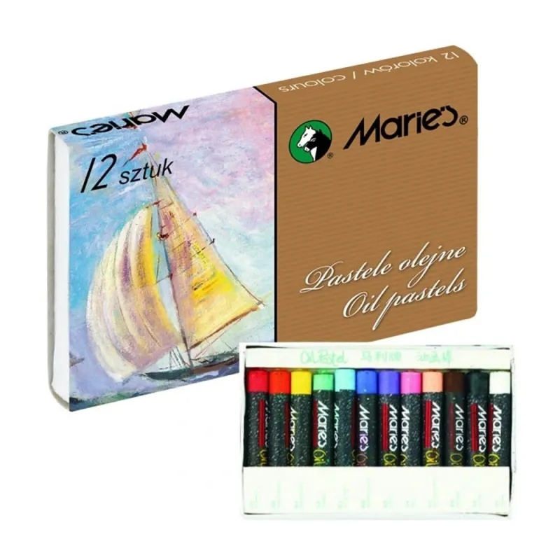 Maries aliejinės kreidelės, 12 sp. - vaizdas baltame fone