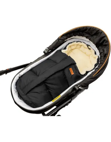 Sensillo vilnonis juodas vokelis vežimėliui 3in1 (100×80×45 cm) - vaizdas iš priekio baltame fone