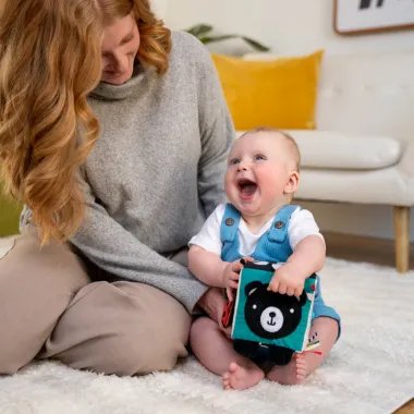 Wimmer Discovery Cube lavinamasis kubas kūdikiams - besijuokiantys mama ir kūdikis