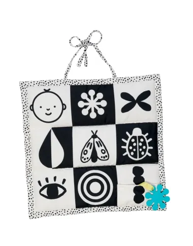 Wimmer 3-in-1 lavinamasis žaidimų kilimėlis kūdikiams - juodai-balti paveikslėliai kūdikiams