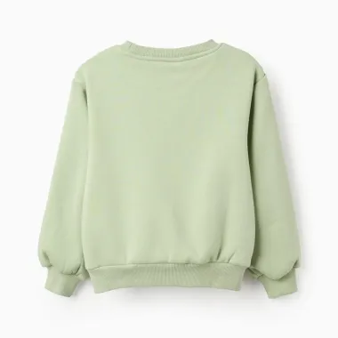 Žalsvas termo megztukas mergaitei Gėlės (3/4-13/14) - vaizdas iš nugaros