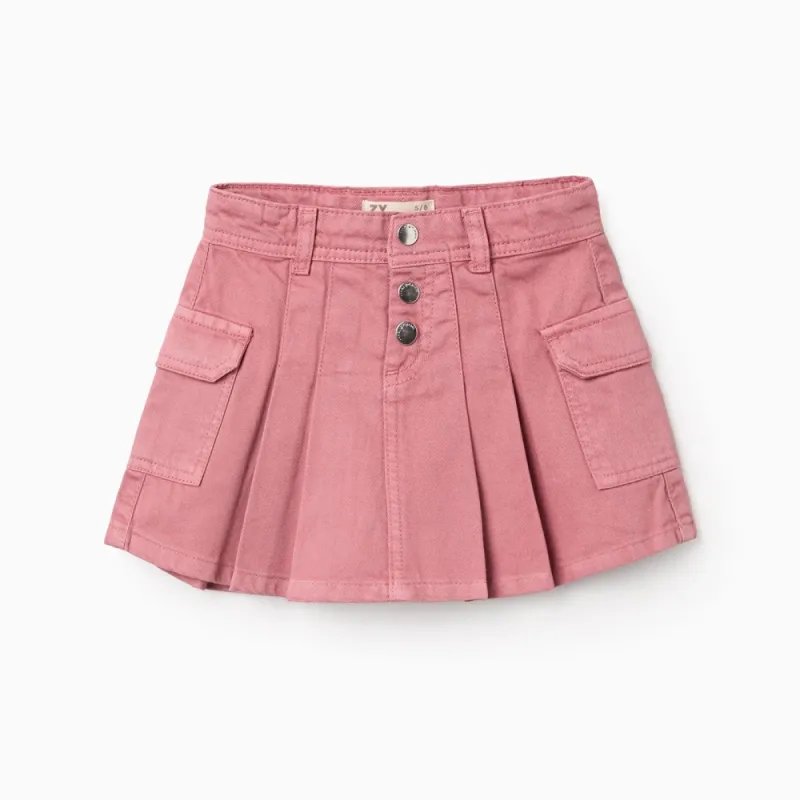 Rozā krokots svārki ar kabatām (3/4-13/14)