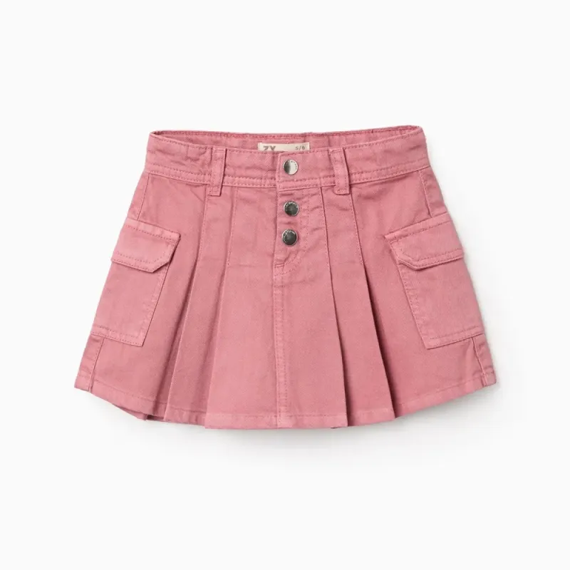 Rozā krokots svārki ar kabatām (3/4-13/14)