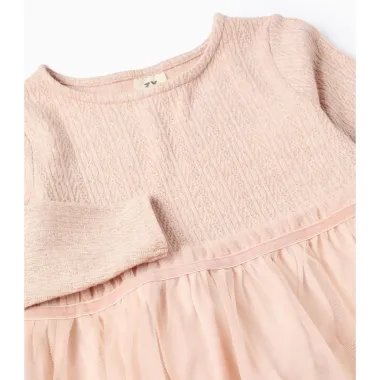 Rausva suknelė su tiuliu (3/4-13/14) - vaizdas iš arti priekio