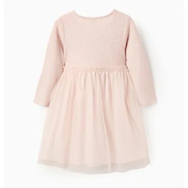 Rausva suknelė su tiuliu (3/4-13/14) - vaizdas iš nugaros