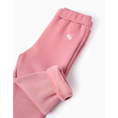 Rausvos šiltos termo kelnės (6/9-24/36 mėn) - iš arti termo šiltas sluoksnis