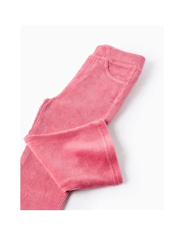 Rausvos velvetinės kelnės (6/9-24/36 mėn) - vaizdas iš priekio Rausvos velvetinės kelnės (6/9-24/36 mėn) - vaizdas iš priekio