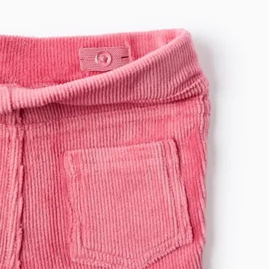 Rausvos velvetinės kelnės (6/9-24/36 mėn) - vaizdas iš arti, reguliuojamas juosmuo